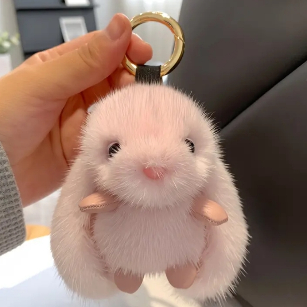 Plush Bunny Rabbit Keychain or Purse Charm - Picture 3 of 6